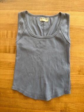 We The Free Blue Ribbed Scoop Neck Tank Top